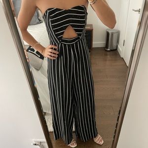 Black & White Pinstripe Jumpsuit